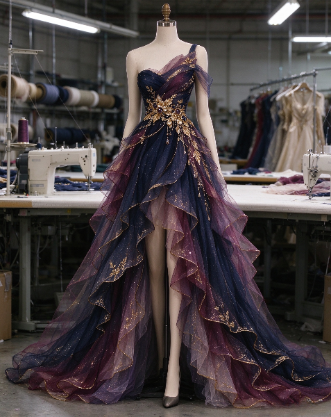 Elegant Purple Prom Dress A-Line Tulle Long Evening Dress DP08217