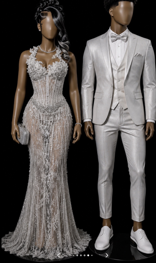 Vintage Silver Prom Dress Mermaid Tulle Beaded Long Evening Dress DP08226