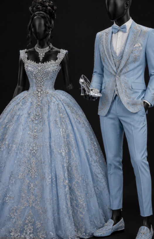 Chic Blue Prom Dress A-Line Tulle Appliques Long Evening Dress DP08233