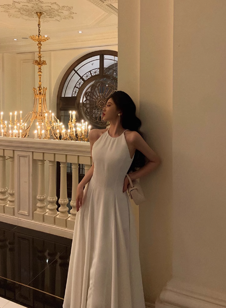 Elegantes weißes ärmelloses A-Linien-Geburtstagskleid zum 23. Geburtstag Partykleid Geburtstags-Outfits Geburtstagskleid-Ideen für Frauen DP1411