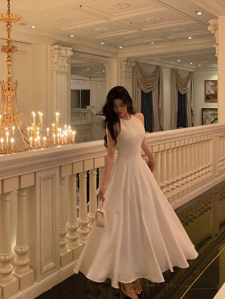 Elegantes weißes ärmelloses A-Linien-Geburtstagskleid zum 23. Geburtstag Partykleid Geburtstags-Outfits Geburtstagskleid-Ideen für Frauen DP1411