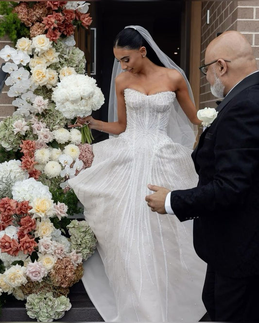 Elegant Bridal Gown Ball Gown Sweetheart White Wedding Dresses Minimalist Bridal Gowns DP1592