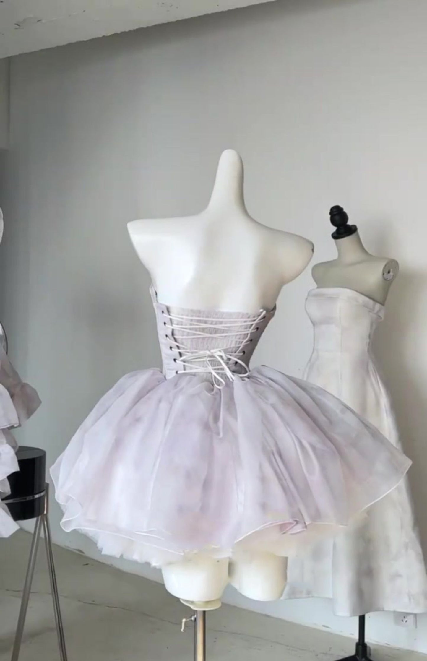 Pretty Ball Gown Short Lilac Tulle Homecoming Dress Summer Hoco Dresses Cocktail Dress For Senior Teens DP1791