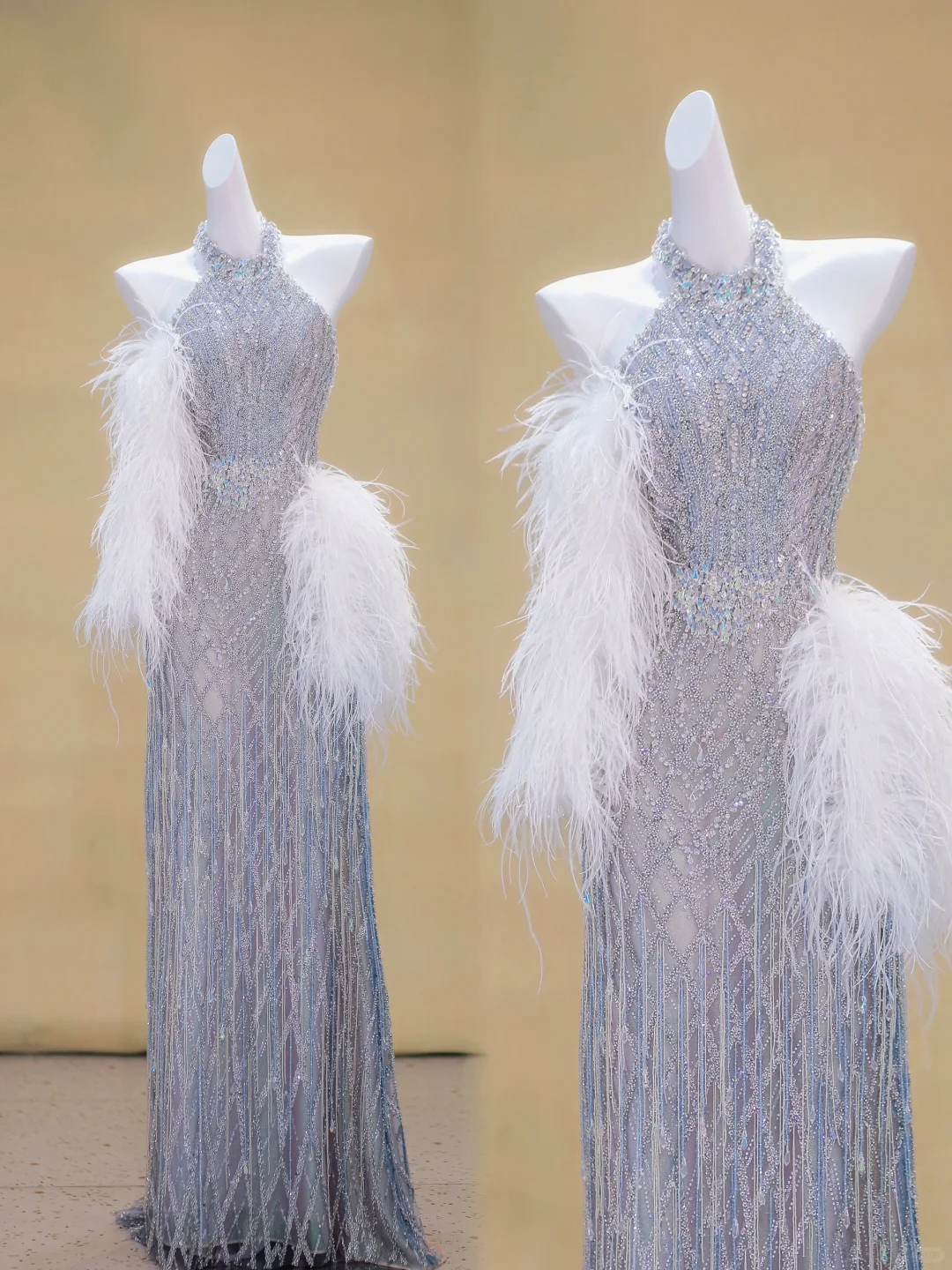 Wunderschönes Meerjungfrau-Neckholder-Abschlussballkleid mit silbernen Pailletten, langes Partykleid, Abschlusskleider DP2021
