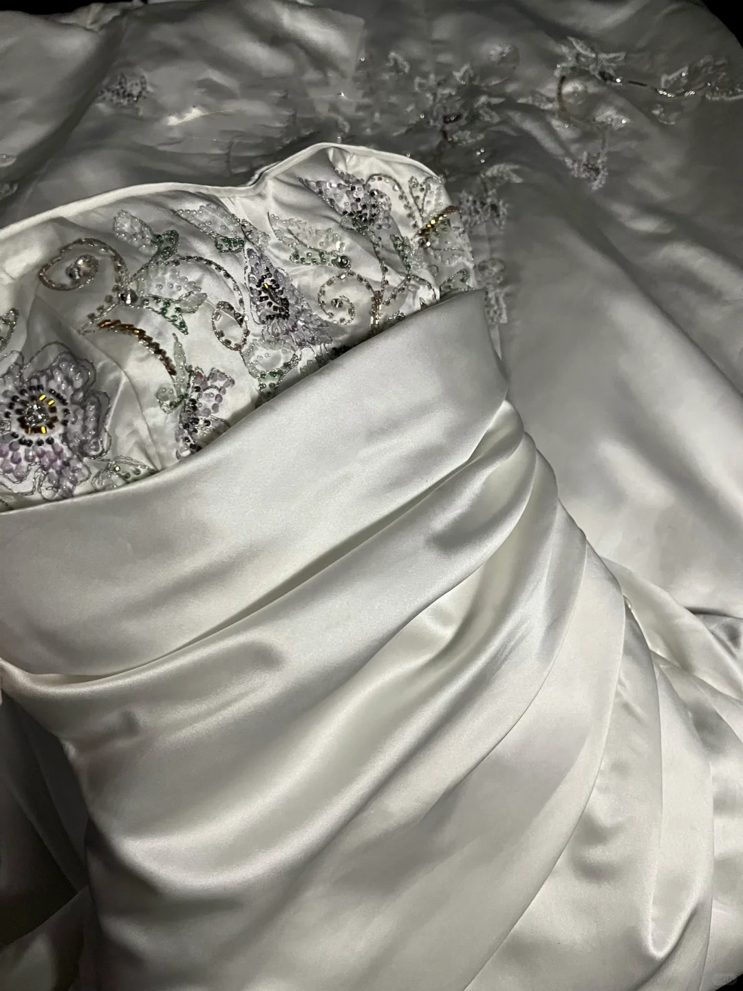 Robe de mariée vintage trapèze bustier en satin blanc, longue, style rétro des années 1970, DP2039