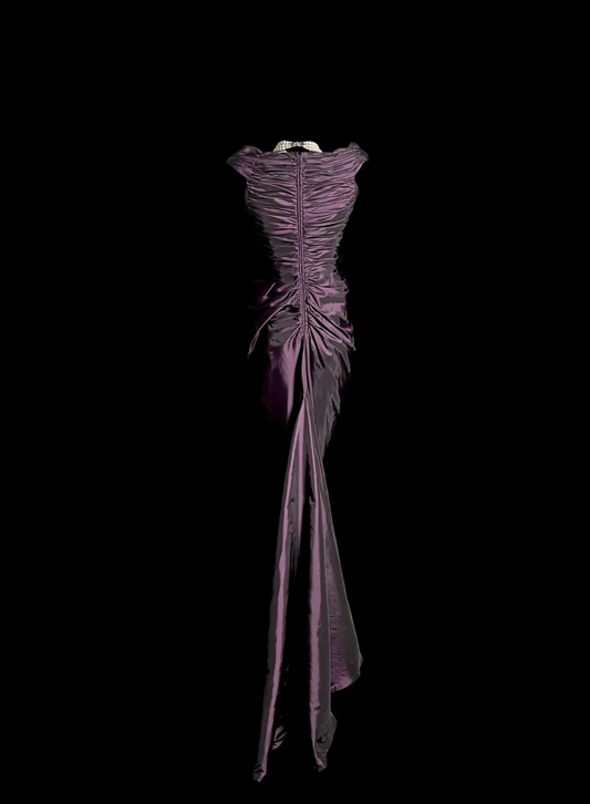 Robe de bal longue style sirène vintage en taffetas raisin, robe de soirée, robe de remise de diplôme, DP2050