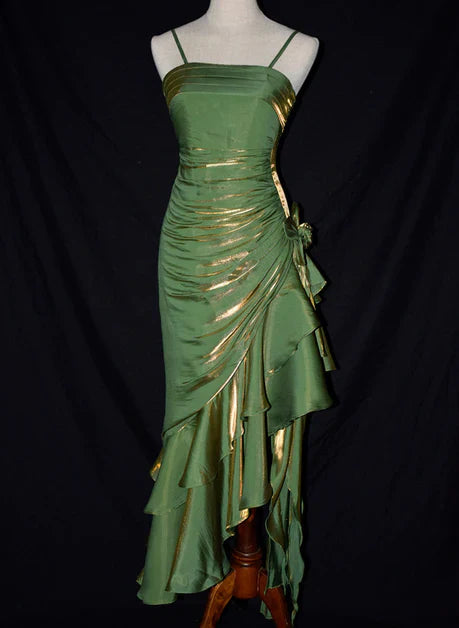 Hübsches, charmantes Meerjungfrauen-Partykleid mit hohen und niedrigen Satinträgern im Vintage-Stil, Ballkleid, Abschlusskleid, DP505