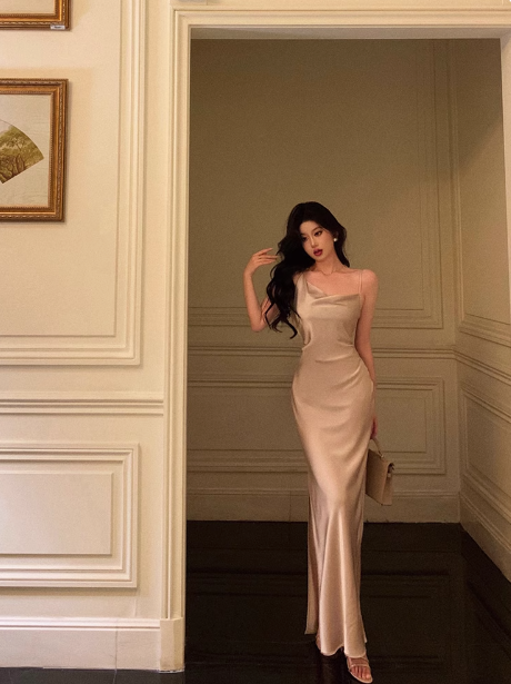 Edle Meerjungfrau Spaghettiträger Champagner 18. Geburtstagskleid Partykleid 18. Geburtstag Outfits Geburtstagskleid Ideen für Frauen DP580