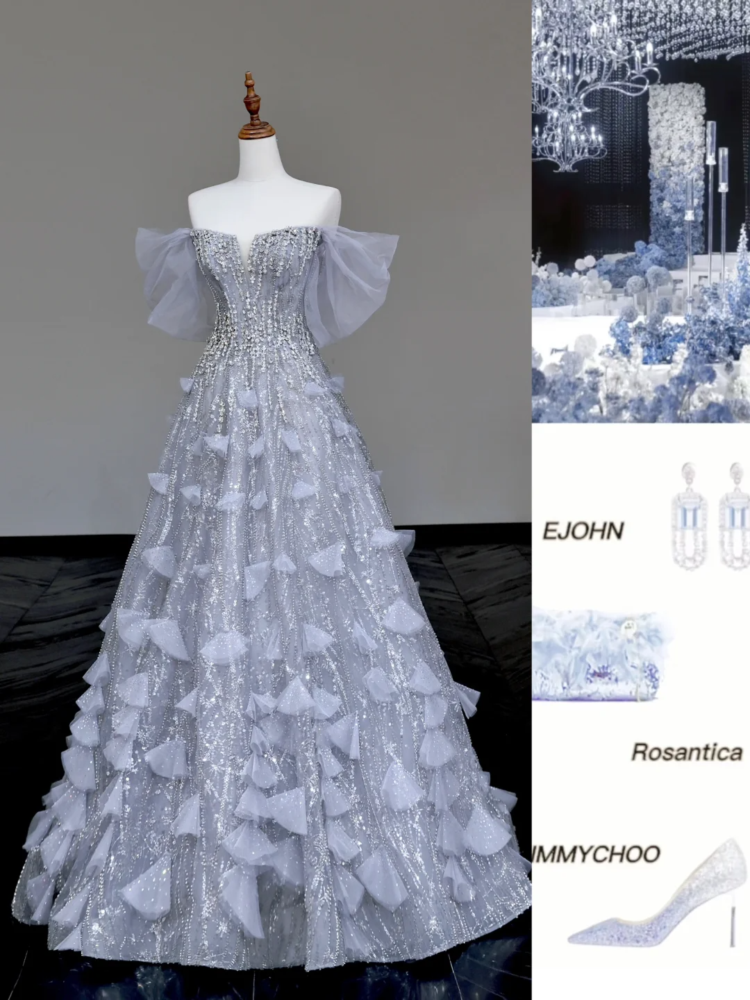 Superbe robe de bal à épaules dénudées et paillettes gris argenté, longue robe de bal, robe de remise de diplôme DP721