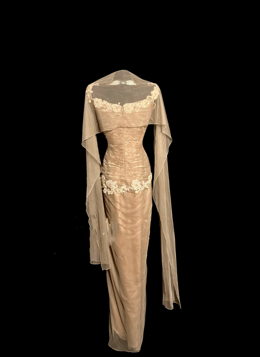 Vintage Sheath Straps Chiffon Gold Mother Of Bride Dress Party Gown Tea Length For Summer Women DP906