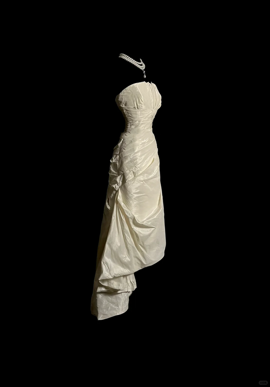 Vintage Bridal Gown Mermaid Strapless Ivory Wedding Dresses Minimalist Bridal Gowns DP932