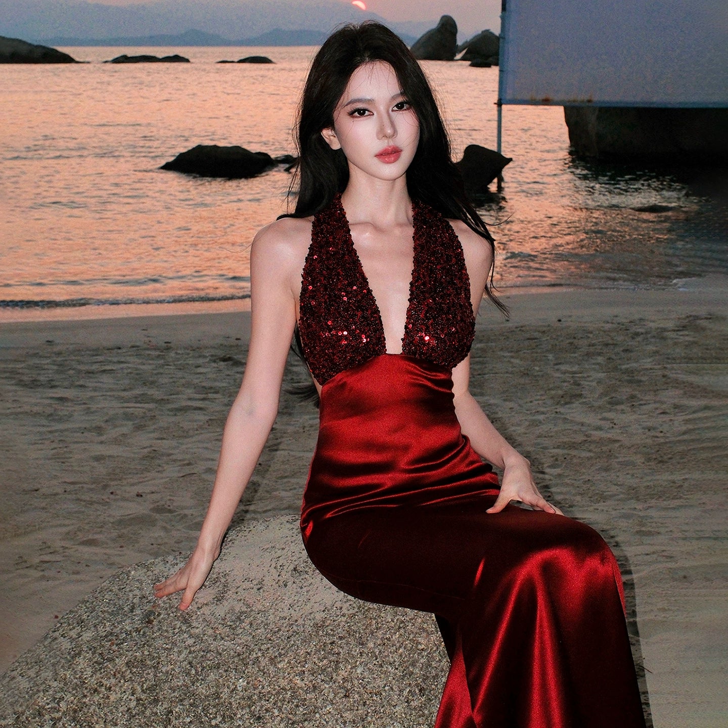 Red Women‘s Dress S911