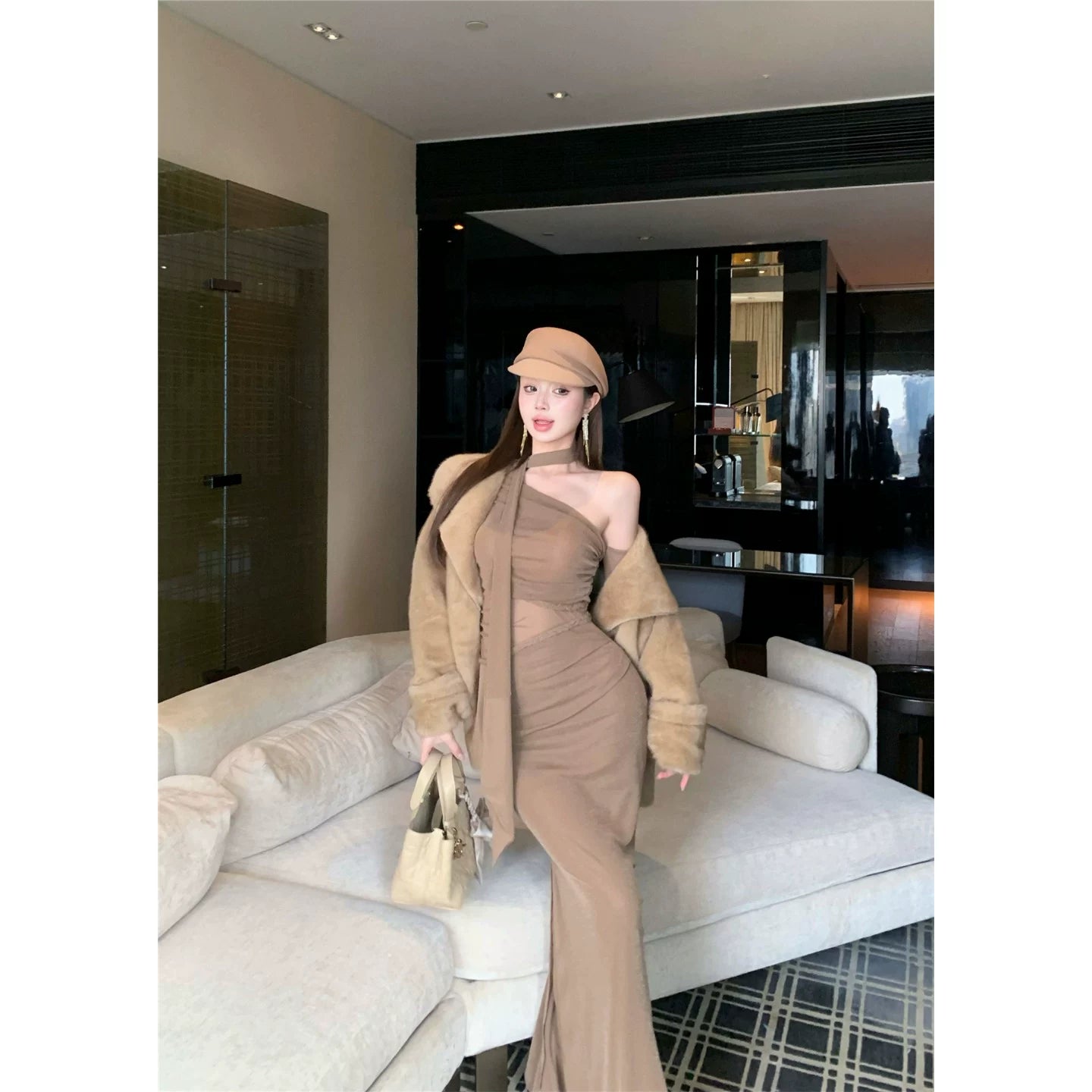 Fashion Khaki Women‘s Dress S410