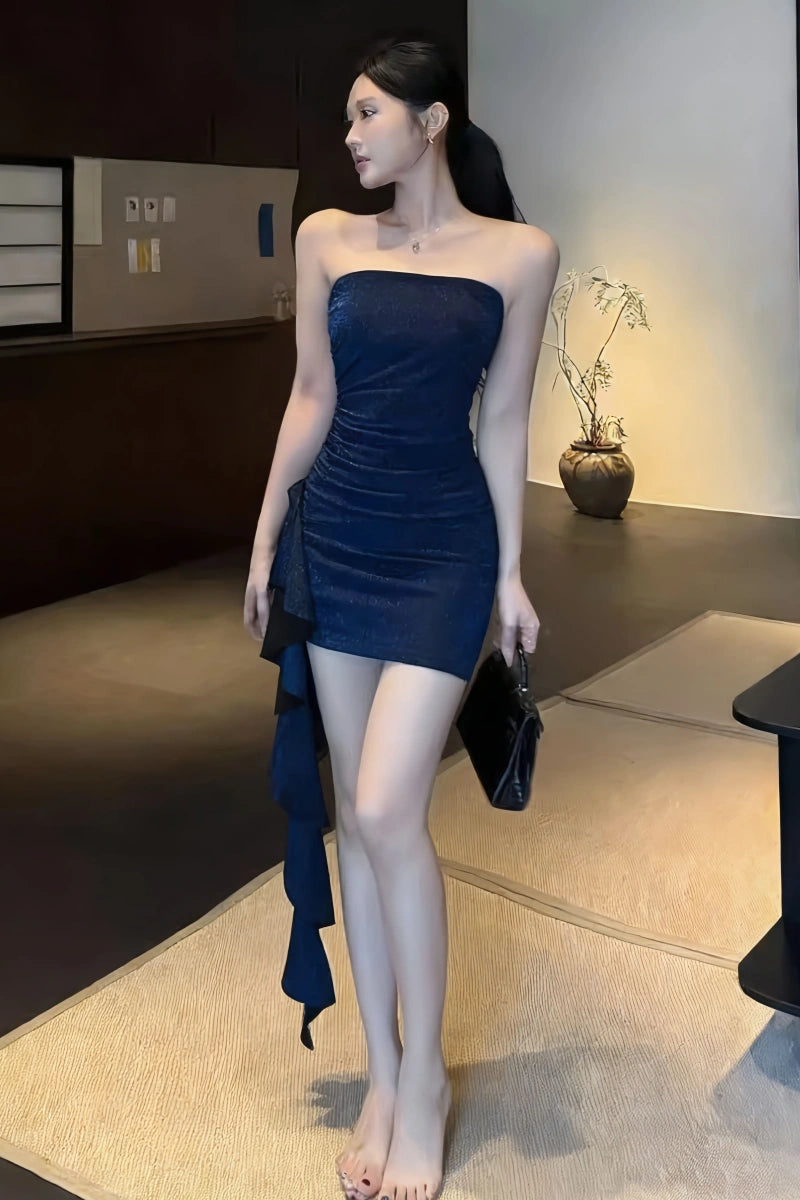 Modisches blaues Damenkleid S621