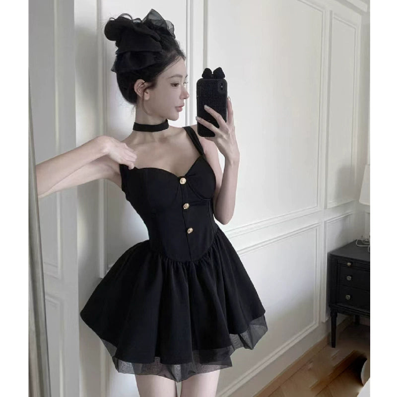 Schwarzes Damenkleid S99