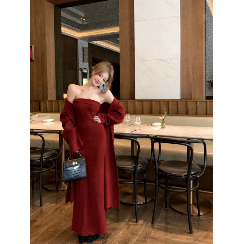 Chic Burgundy Dress S451