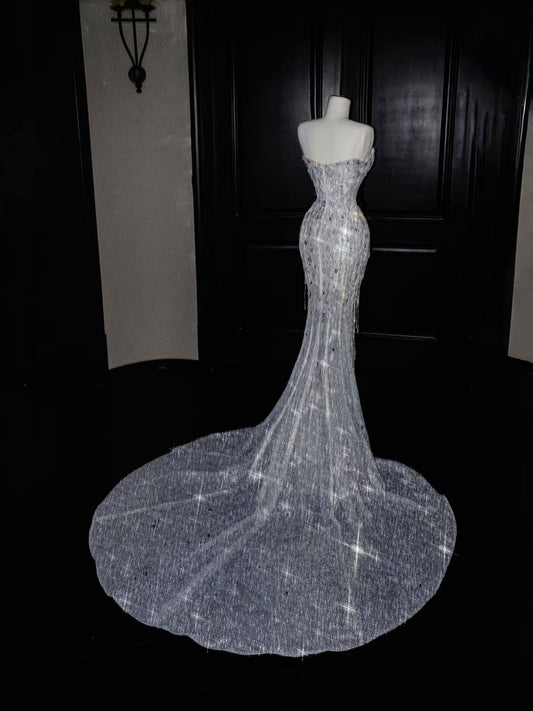 Wunderschöne Meerjungfrau Sweetheart Pailletten Langes Ballkleid Partykleid Abschlusskleider DP2724