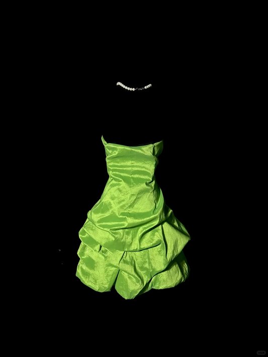 Elegantes A-Linie Trägerloses Taft Grün Kurzes Homecoming-Kleid Cocktailkleid Ballkleider H2964
