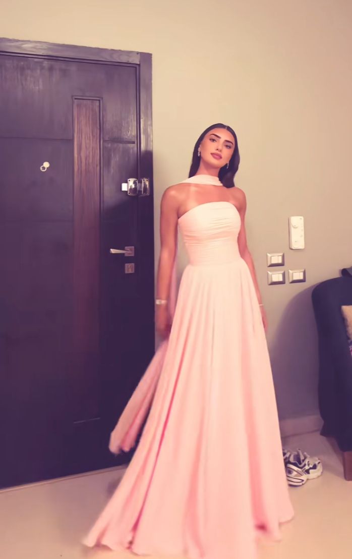 Modest A line Strapless Chiffon Light Pink 20th Birthday Dress Prom Dress 18th Birthday Outfits Holiday Outfit W0214