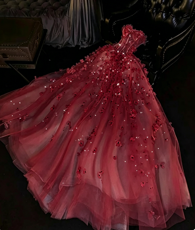 Unique Ball Gown Sweetheart Pink Tulle Long Quinceanera Dresses Sweet 16 Dress Formal Vestido De 15 Anos W0293
