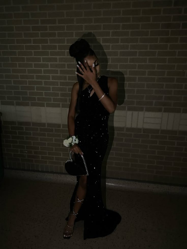 Classy Mermaid One Shoulder Slit Black Pailletten Ärmelloses Langes Ballkleid Partykleid Geburtstags-Outfits Abschlussballkleider W0484