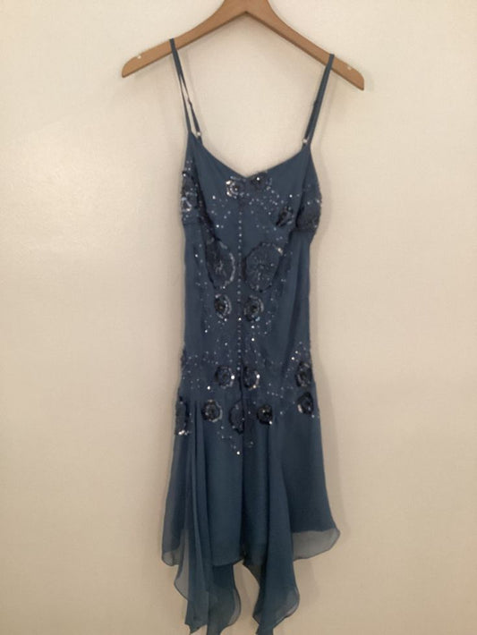Vintage A line Spaghetti Straps Navy Blue Chiffon Formal 8th Grade Homecoming Dress Summer Middle School Hoco Dresses Birthday Outfits W1151