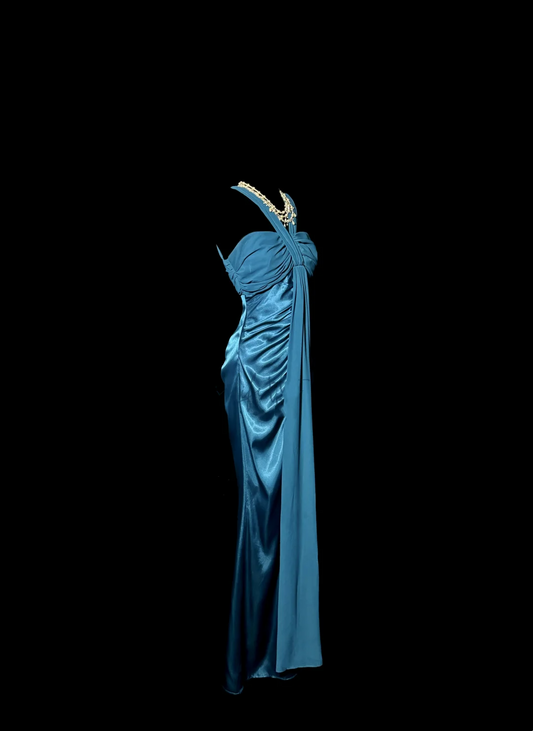 Vintage Mermaid Halter Sleeveless Satin Petite Mother Of Bride Dress Party Gown Floor Length For Summer Women Wedding W835