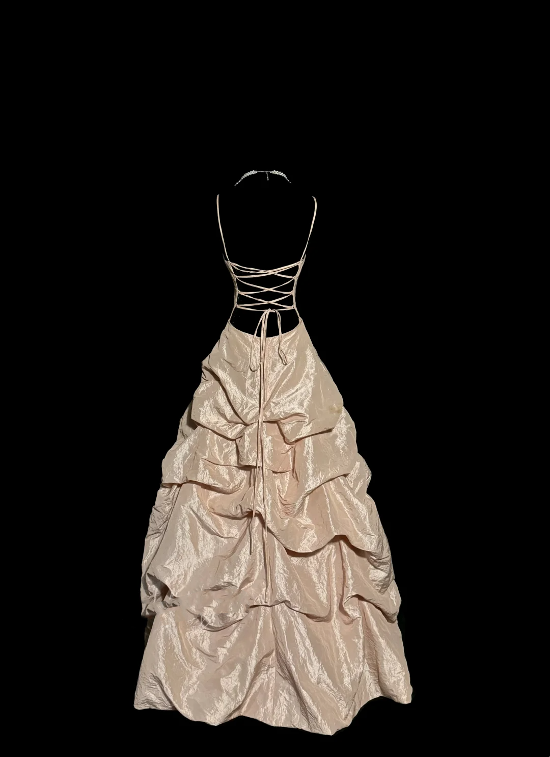 Vintage Ballkleid Spaghettiträger Champagner 90er Jahre Lange Ballkleider Partykleid 30. Geburtstag Outfits Abschlusskleider W859