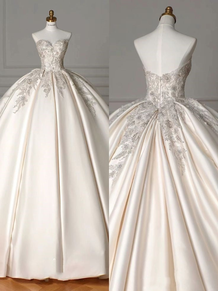 Robe de mariée de luxe en forme de cœur avec perles, robe de mariée modeste, robe de mariée princesse DH1491