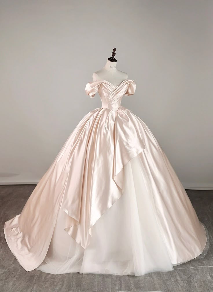 Luxus Ballkleid aus der Schulter rosa mit Rüschen Brautkleid bescheidene Brautkleider Prinzessin Brautkleider DH1493