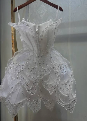 Pretty A line Sweetheart White Sequin Short Formal 8th Grade Homecoming Dresses Summer Middle School Hoco Dress 6th Grade Graduation Outfits DH446