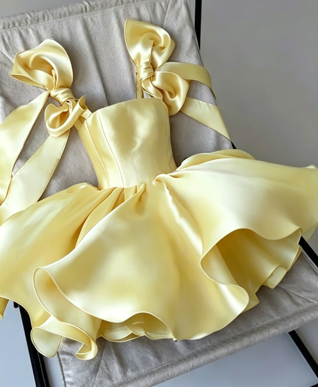 Cute A line Straps Summer Satin Homecoming Dress Hoco Dress Mini 20th Birthday Outfit Cocktail Dresses DP1779