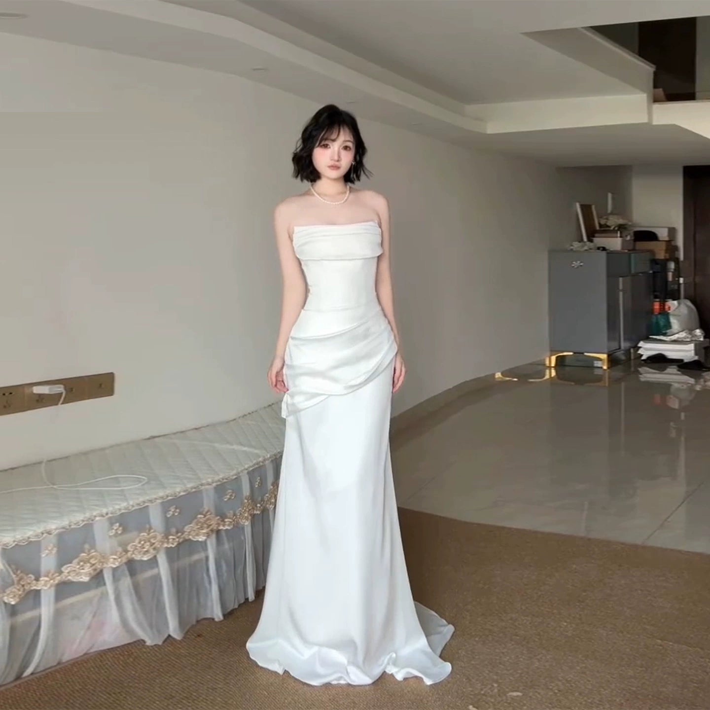 Weißes Damenkleid S985
