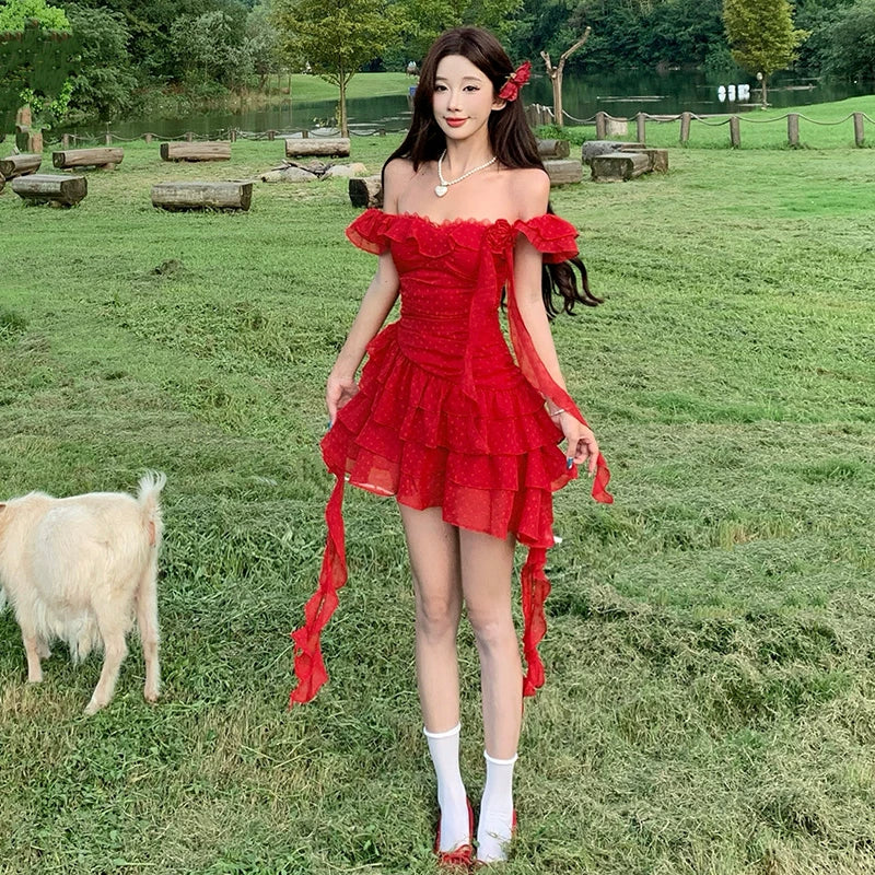Modisches rotes Kleid S900