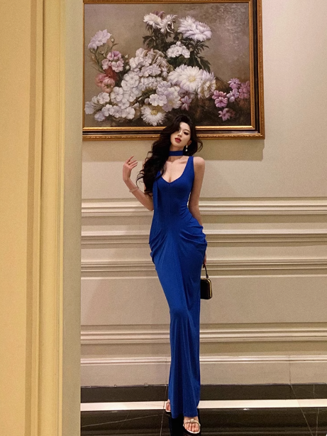 Robe sirène bleu roi vintage pour 18e anniversaire, tenue de fête pour femme, DP0198