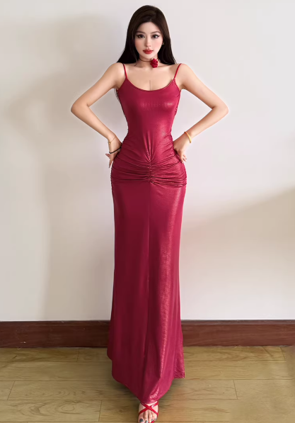 Chic Red Dress S453
