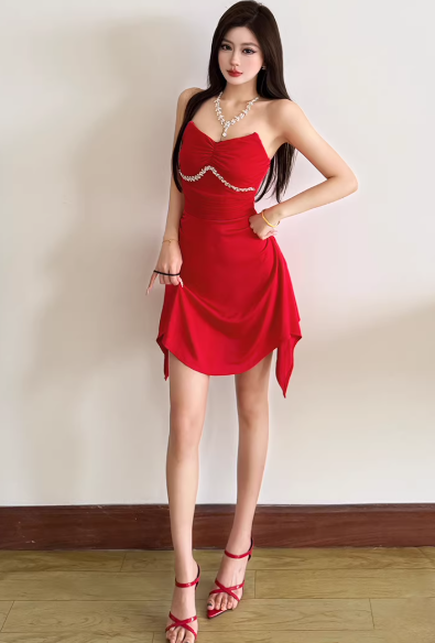 Chic Red Dress S456