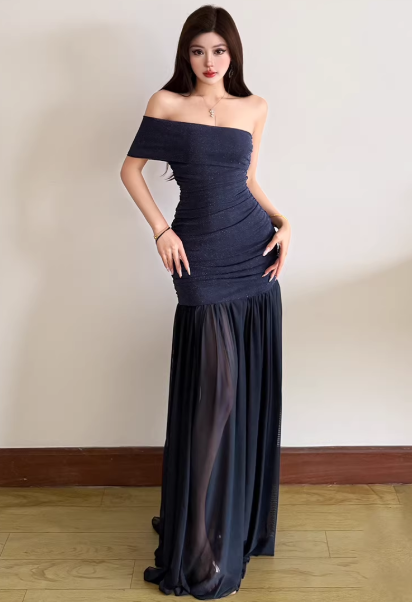 Blaues Damenkleid S101