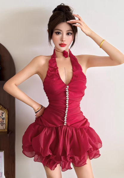 Chic Red Dress S460