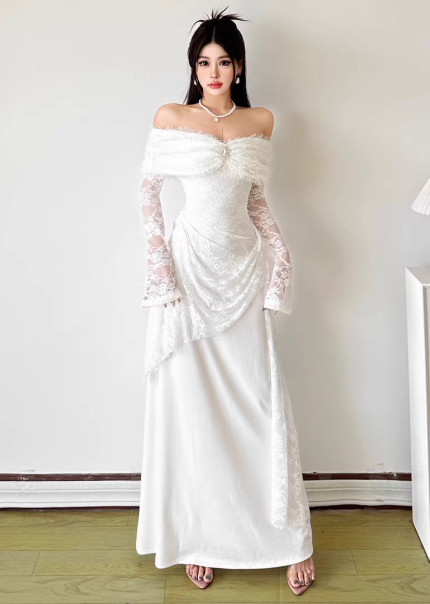 Blaues Damenkleid S101