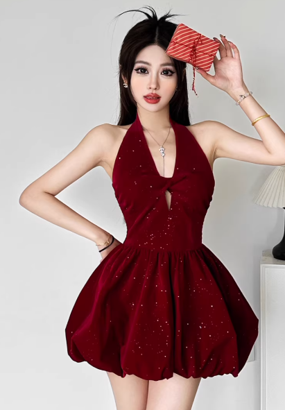 Chic Red Dress S473