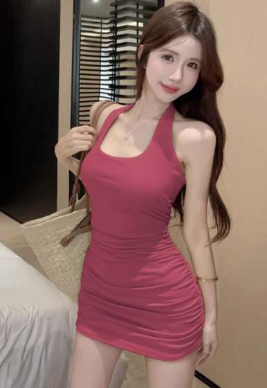 Pink Short Women's Dress S112