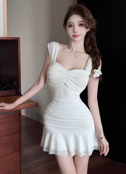 White Short Women's Dress S106
