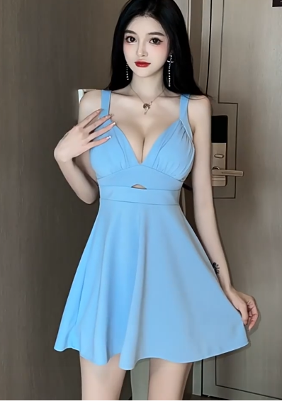 Blue Short Women's Dress  S156