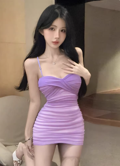 Purple Short Women's Dress S148