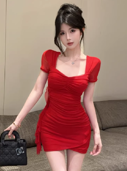 Red Short Women's Dress S135