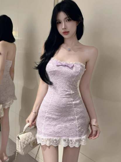 Purple Short Women's Dress S129