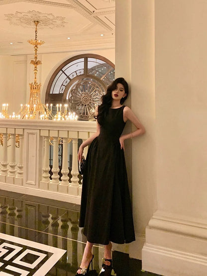 Sexy A Line Scoop Black Sleeveless Prom Dresses Party Dress Summer Birthday Outfits Birthday Dresses W813