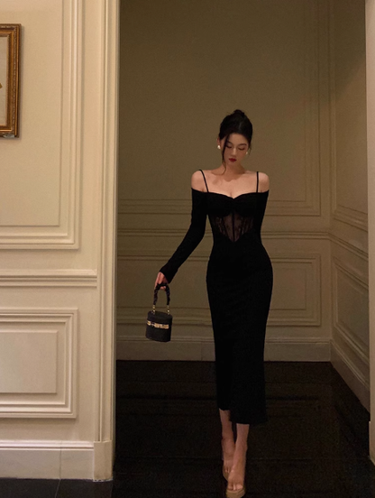 Sexy Sheath Long Sleeves Black 21st Birthday Dress Party Gown Birthday Outfits Birthday Dress Ideas For Women DP1898