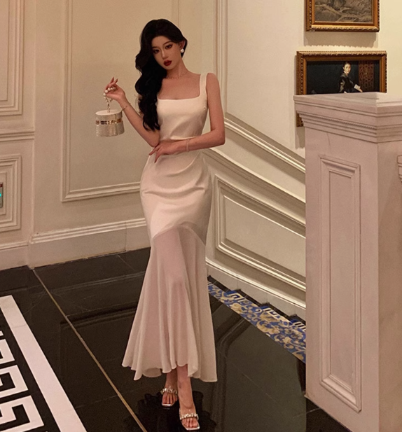 Hübsches Meerjungfrauen-Kleid mit quadratischem Ausschnitt, weiß, für den 18. Geburtstag, Party-Outfits, Geburtstags-Outfits für Frauen, DP0172